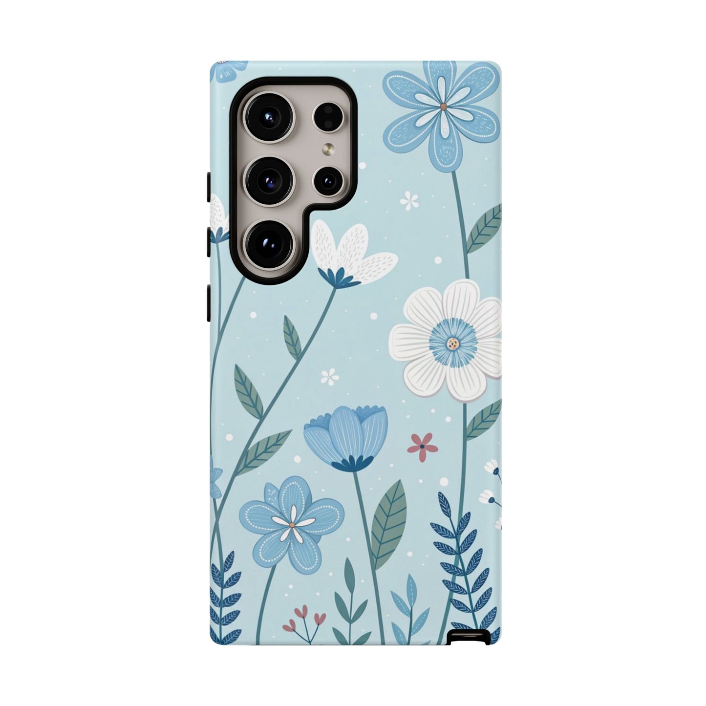 Blue Floral Phone Case — Tough Cases Protective Phone Cover