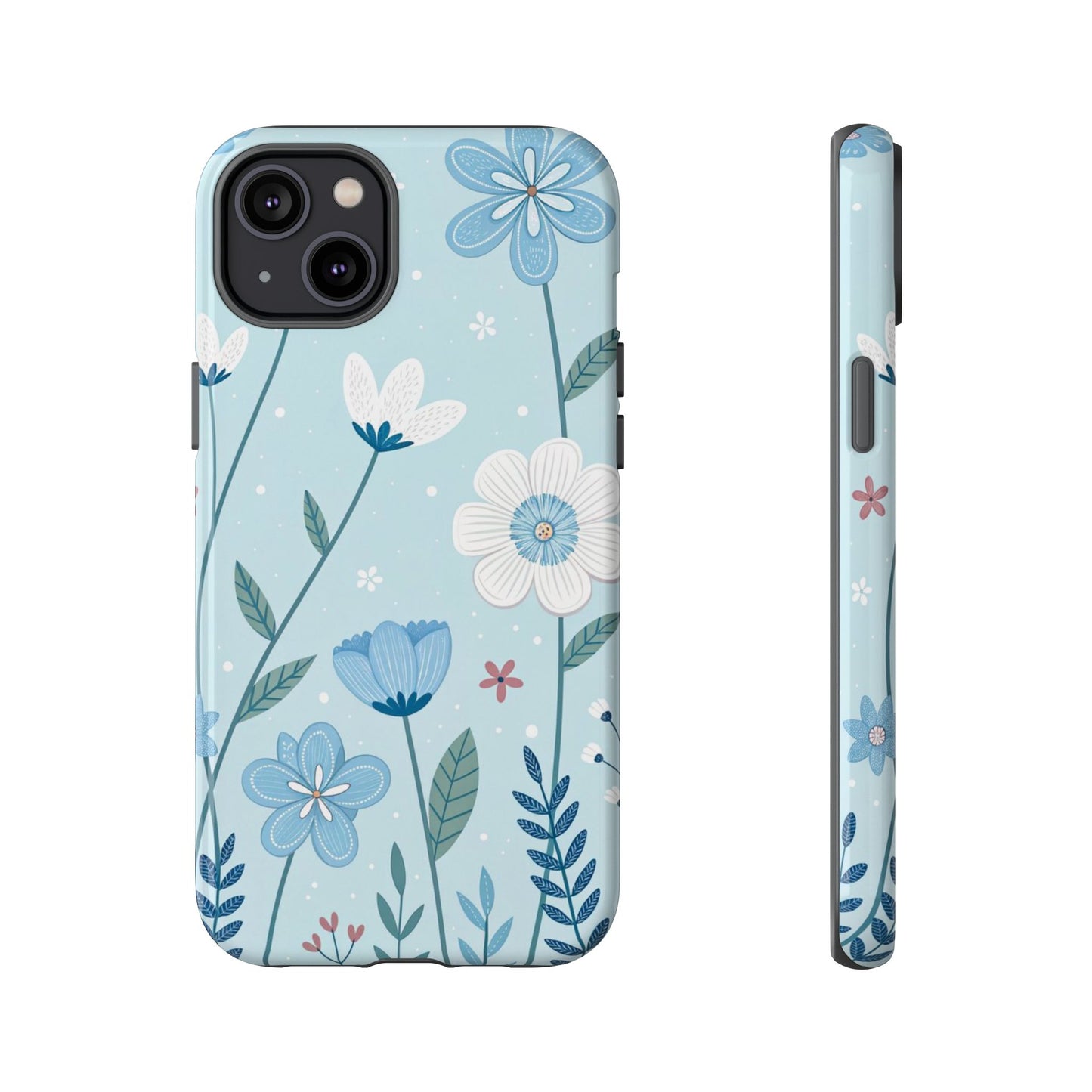 Blue Floral Phone Case — Tough Cases Protective Phone Cover
