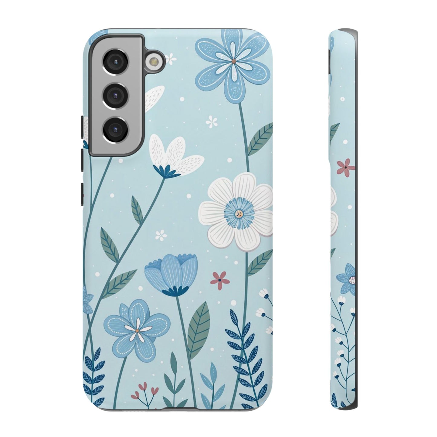 Blue Floral Phone Case — Tough Cases Protective Phone Cover