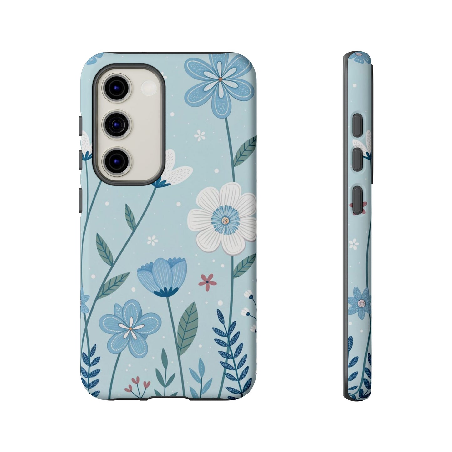 Blue Floral Phone Case — Tough Cases Protective Phone Cover