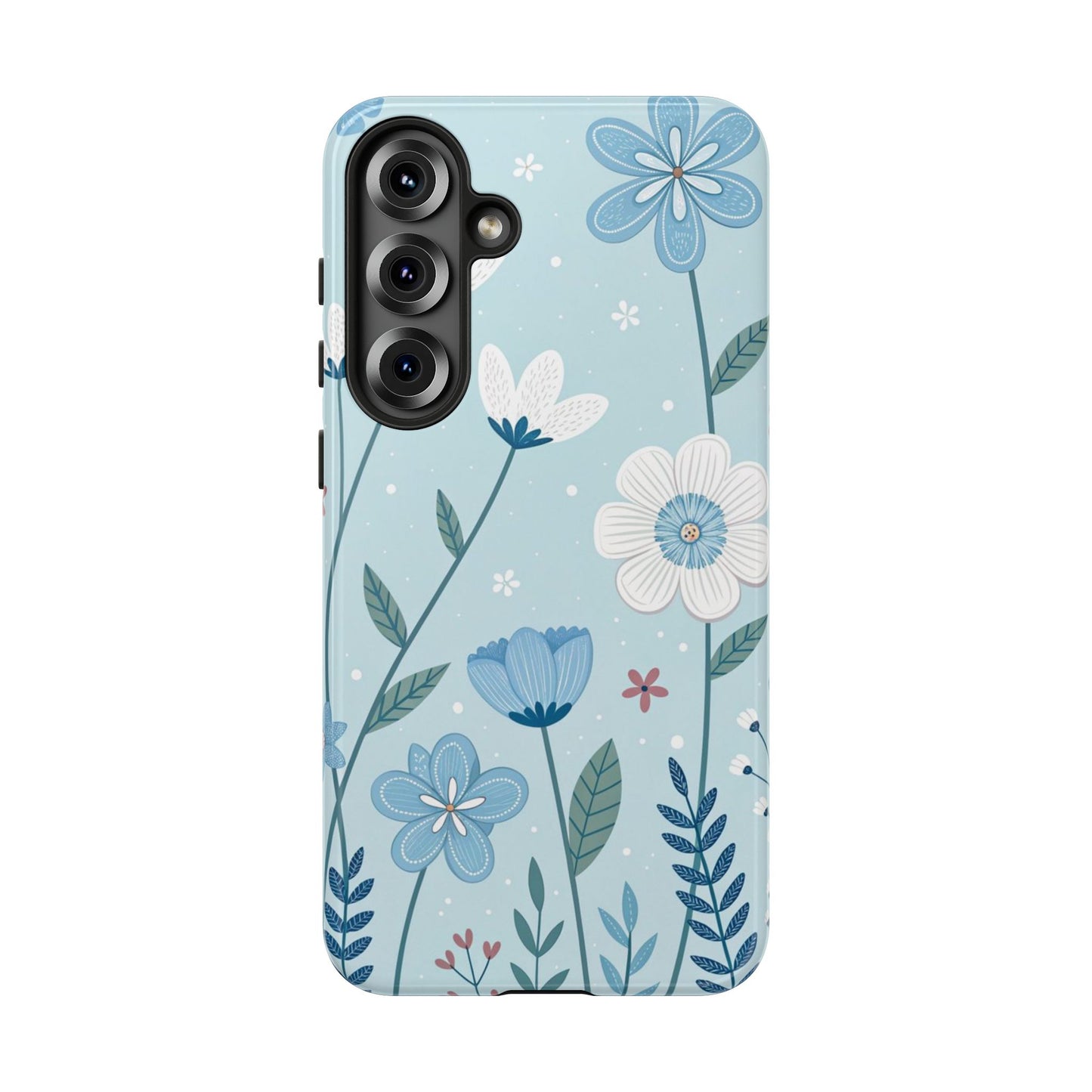 Blue Floral Phone Case — Tough Cases Protective Phone Cover