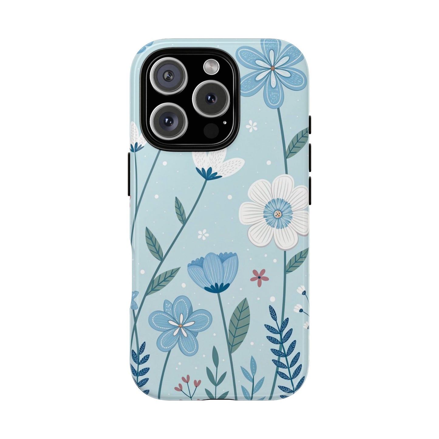 Blue Floral Phone Case — Tough Cases Protective Phone Cover