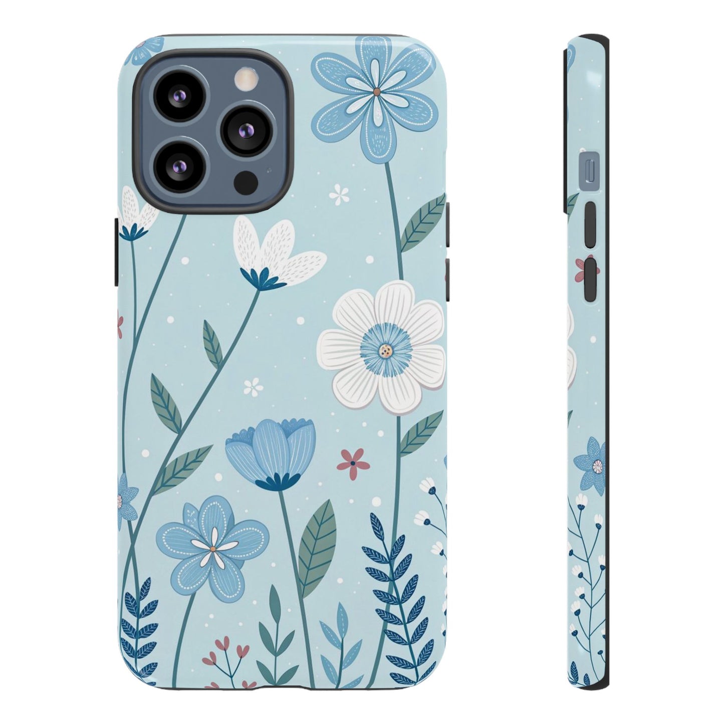 Blue Floral Phone Case — Tough Cases Protective Phone Cover