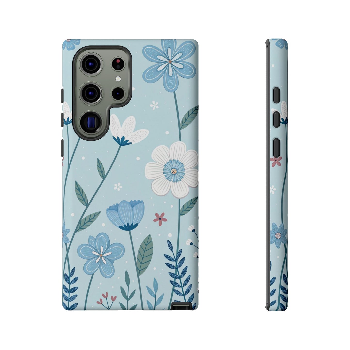 Blue Floral Phone Case — Tough Cases Protective Phone Cover