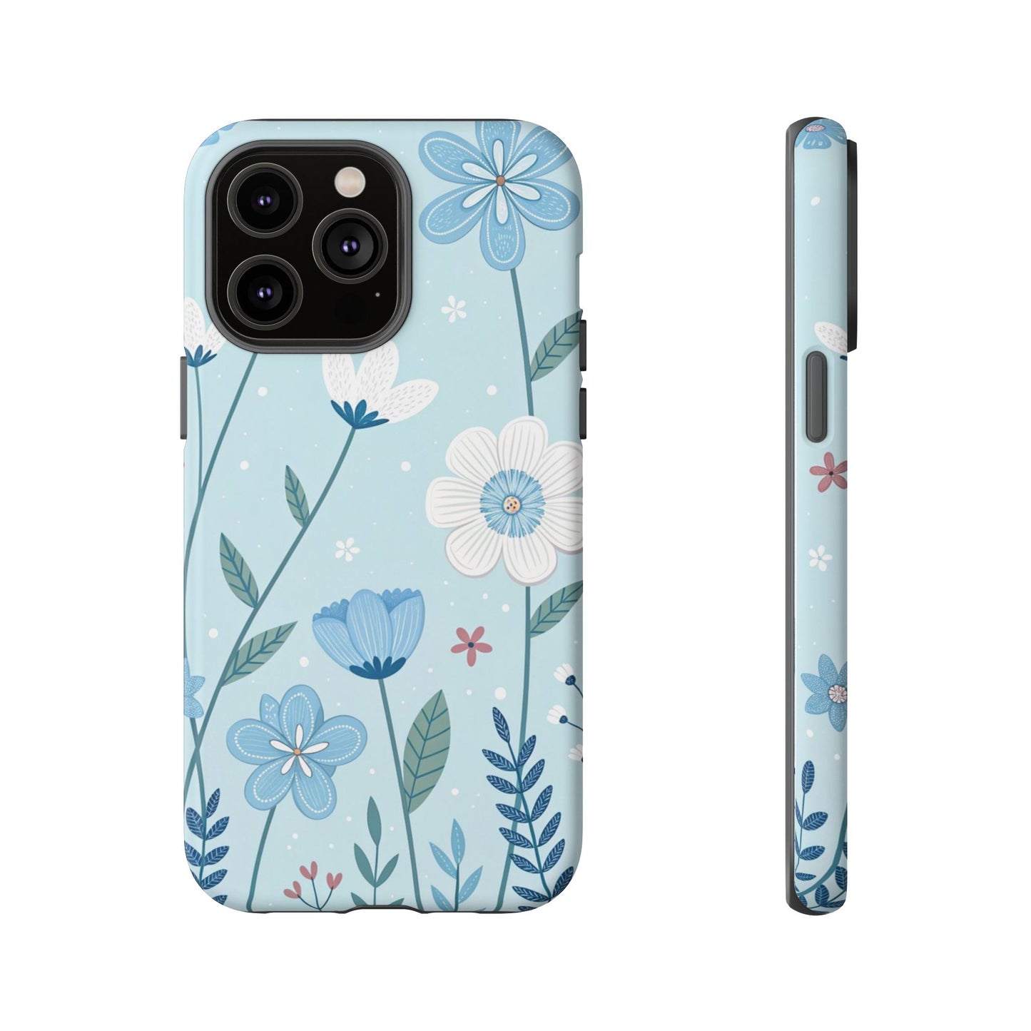 Blue Floral Phone Case — Tough Cases Protective Phone Cover