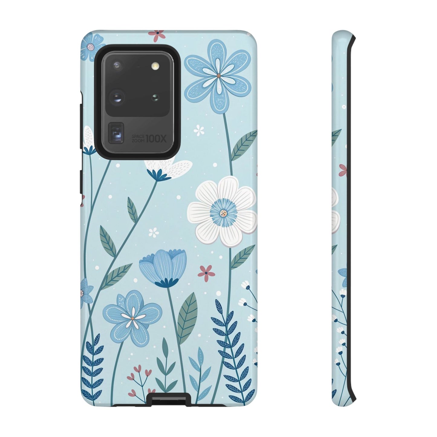 Blue Floral Phone Case — Tough Cases Protective Phone Cover