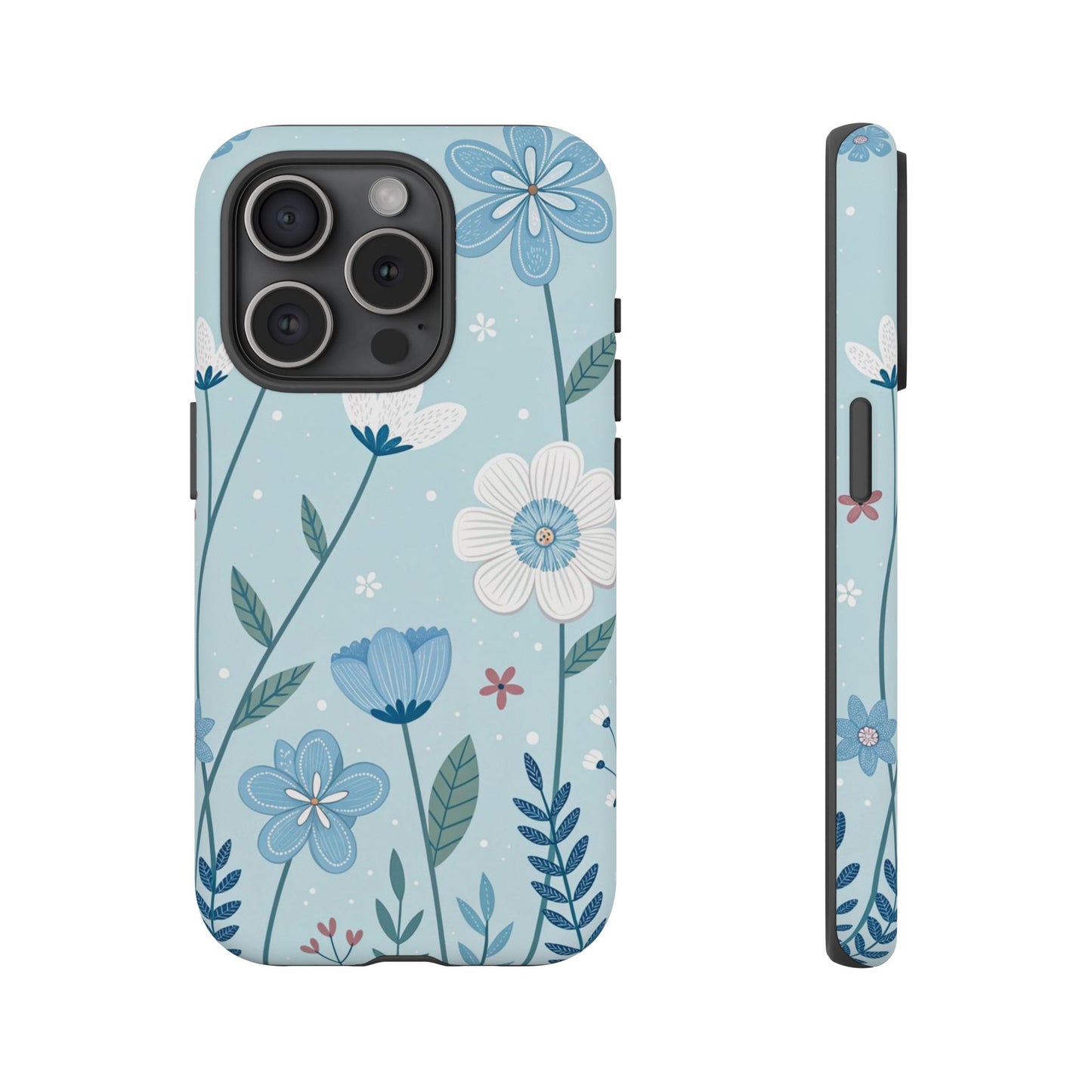 Blue Floral Phone Case — Tough Cases Protective Phone Cover