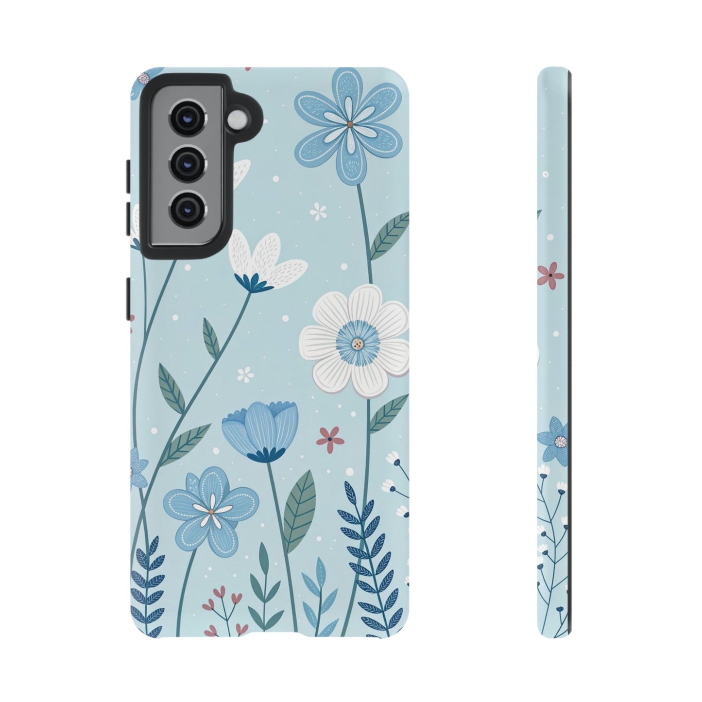 Blue Floral Phone Case — Tough Cases Protective Phone Cover