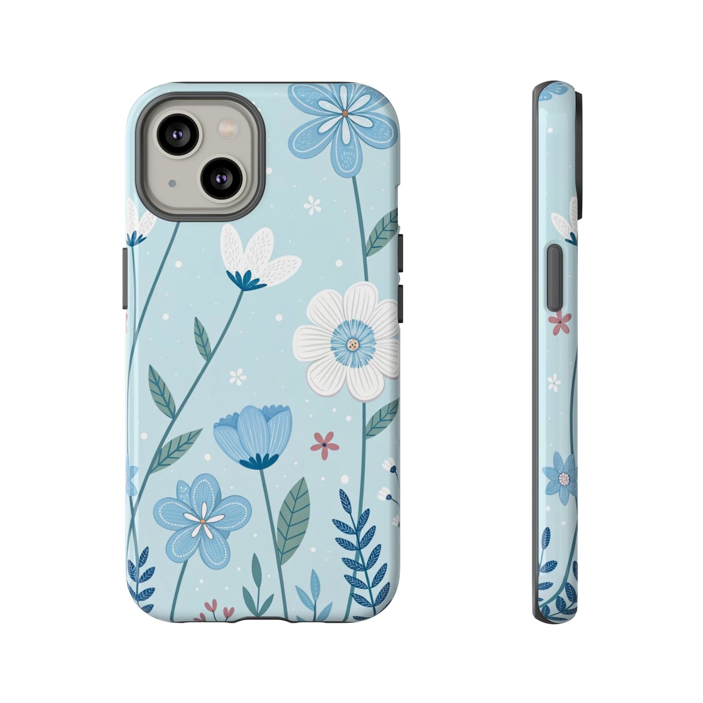Blue Floral Phone Case — Tough Cases Protective Phone Cover