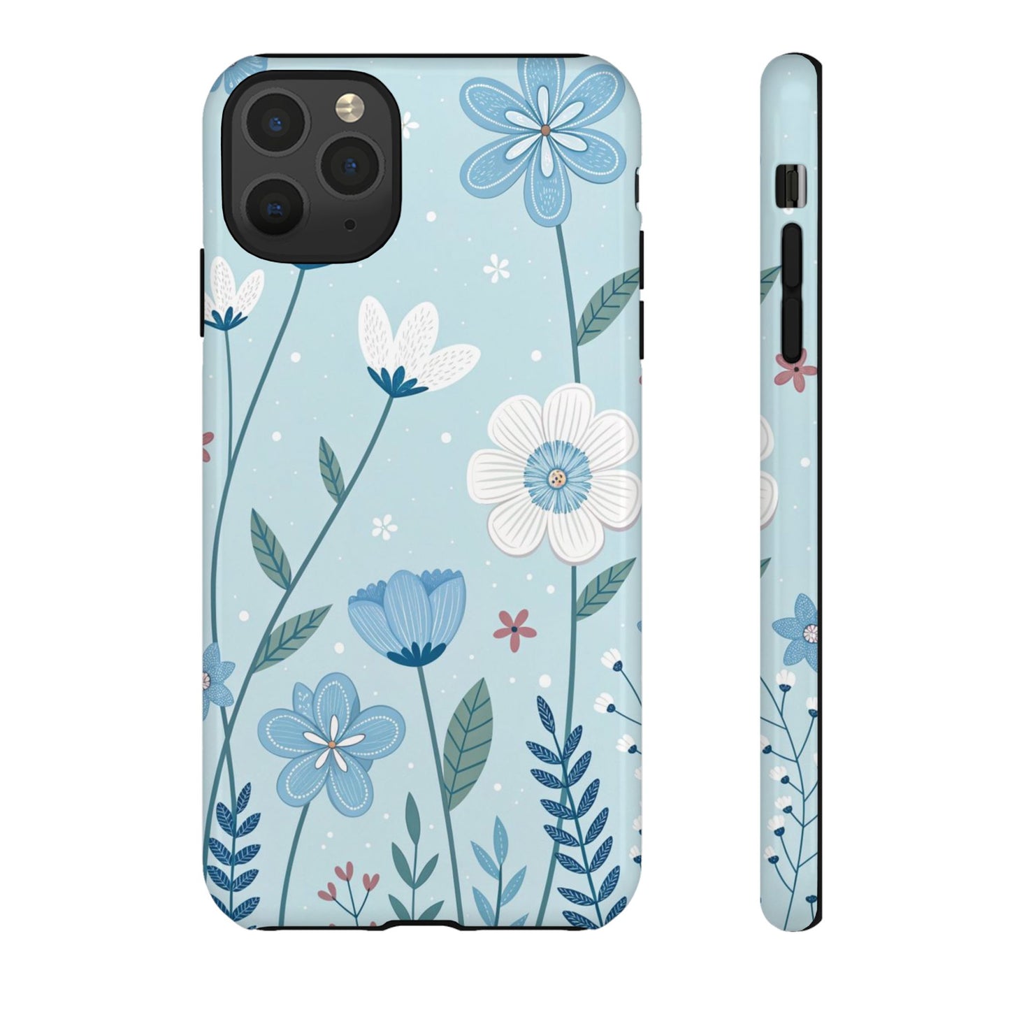Blue Floral Phone Case — Tough Cases Protective Phone Cover