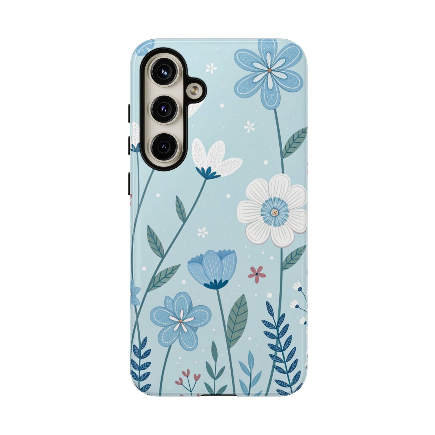 Blue Floral Phone Case — Tough Cases Protective Phone Cover