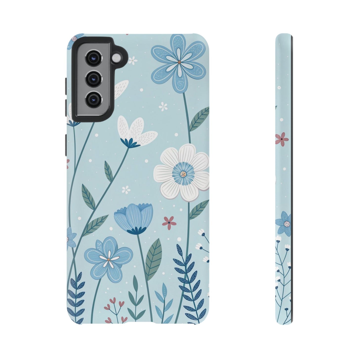 Blue Floral Phone Case — Tough Cases Protective Phone Cover