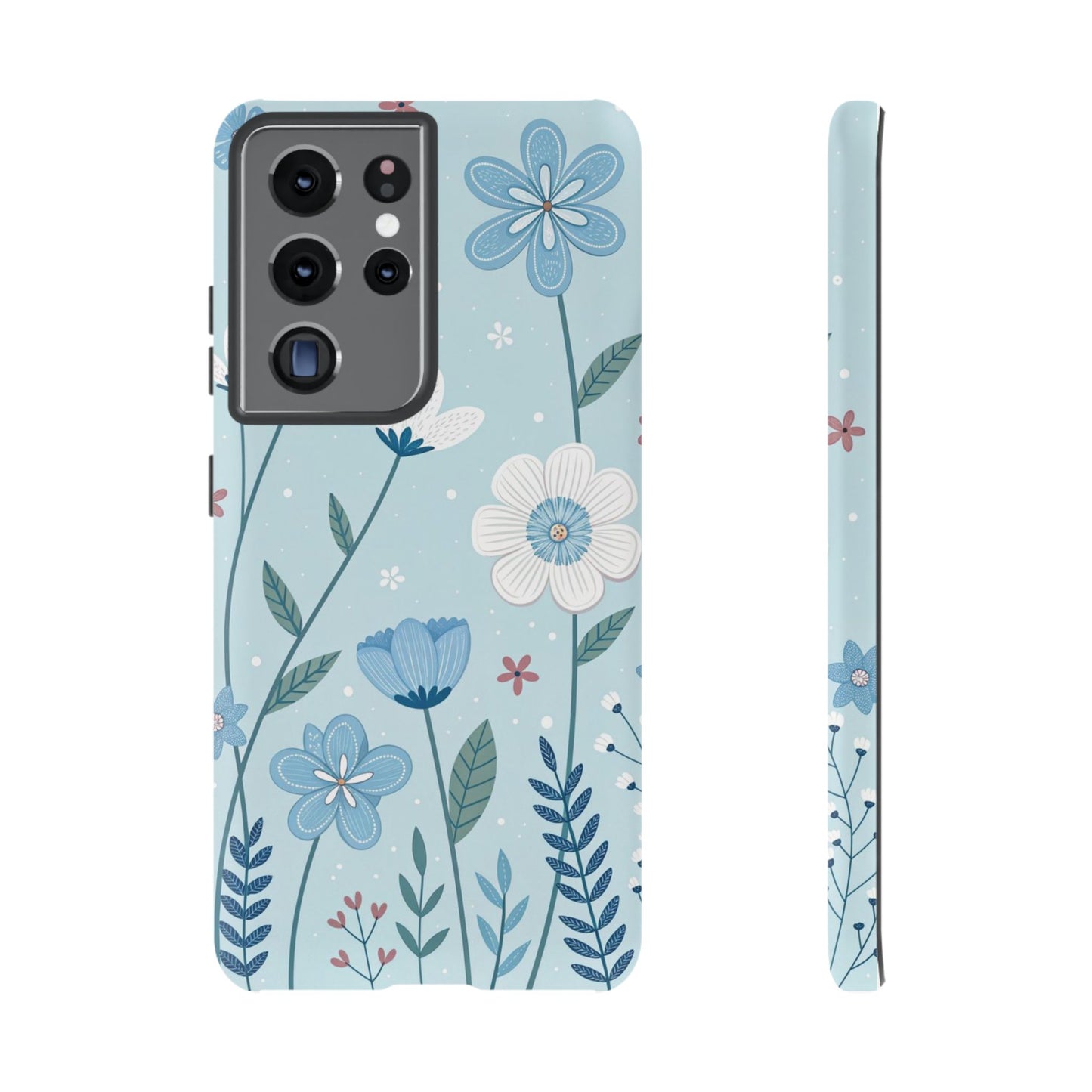 Blue Floral Phone Case — Tough Cases Protective Phone Cover