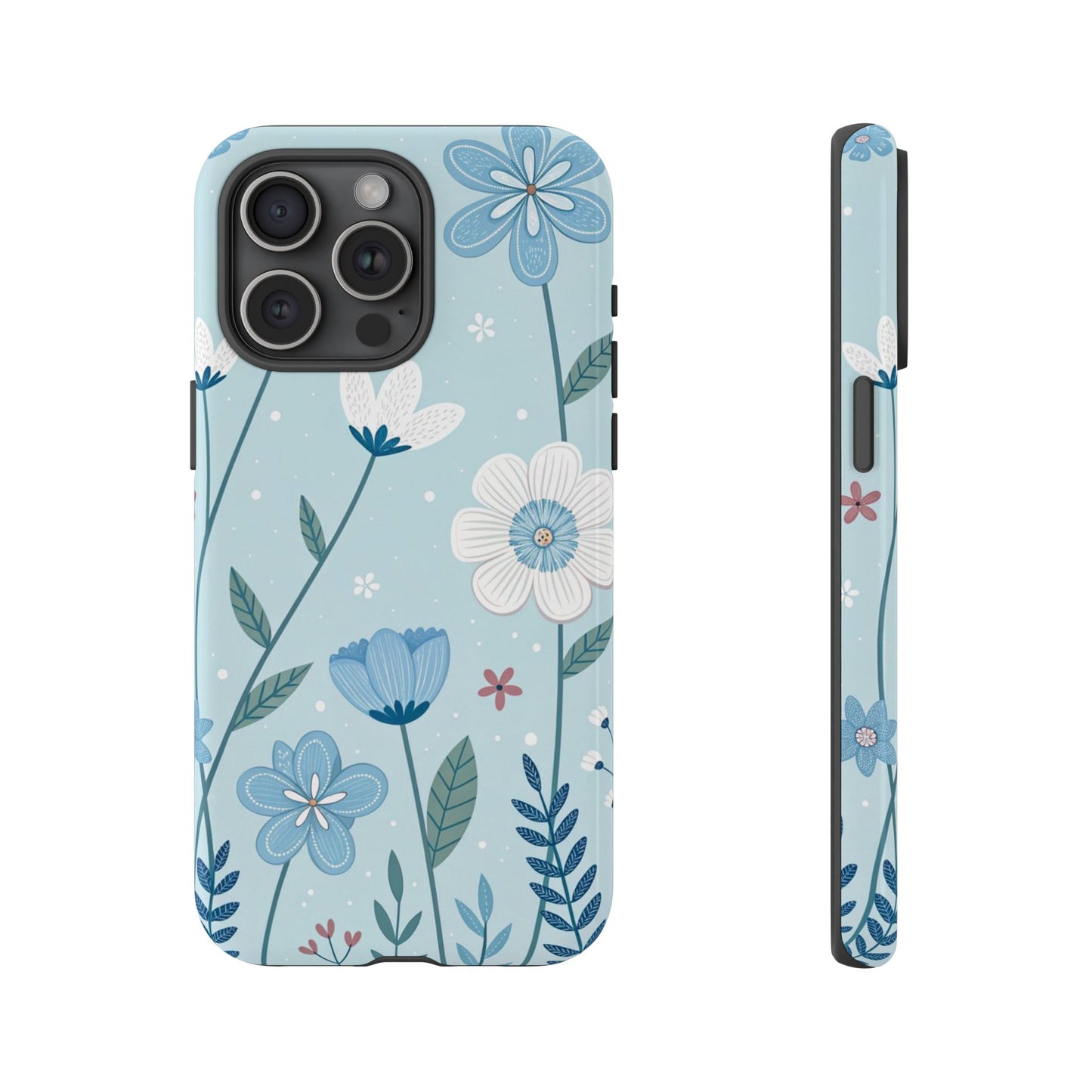 Blue Floral Phone Case — Tough Cases Protective Phone Cover