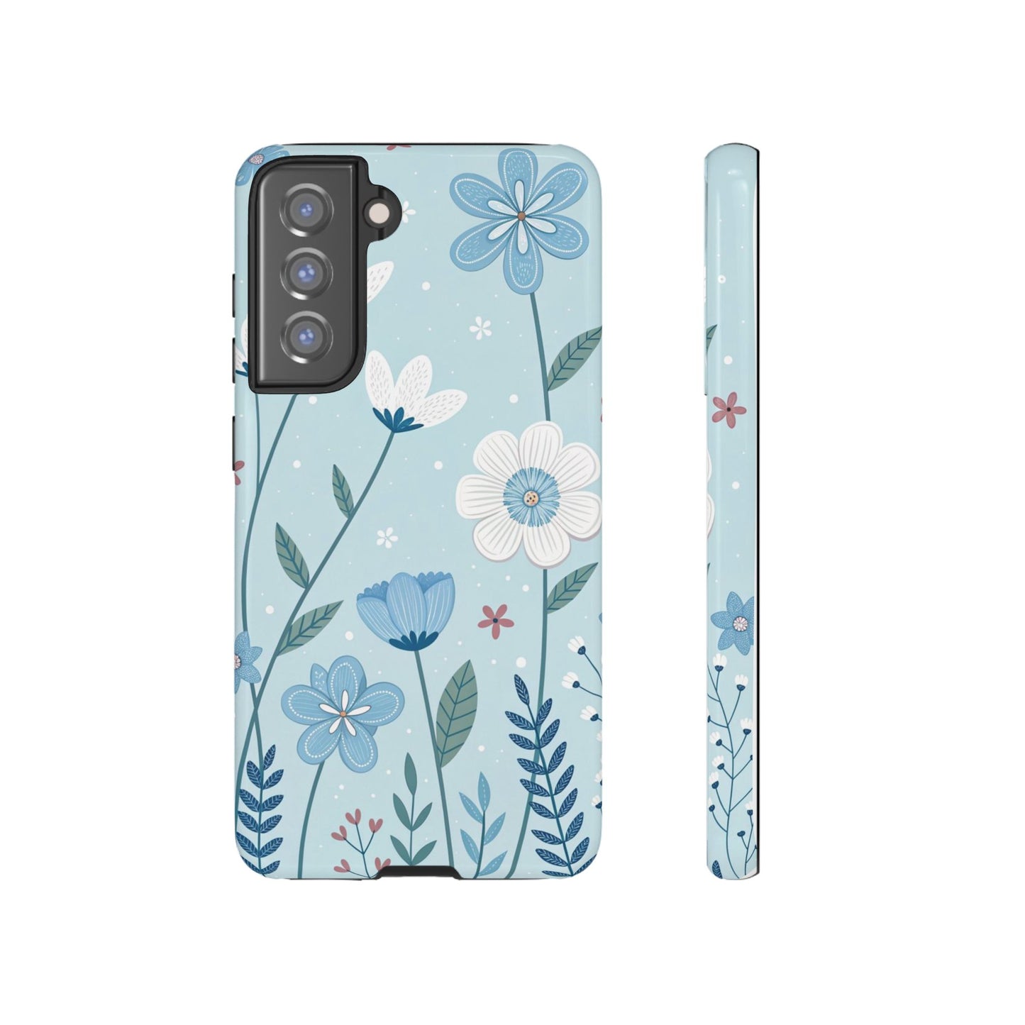 Blue Floral Phone Case — Tough Cases Protective Phone Cover