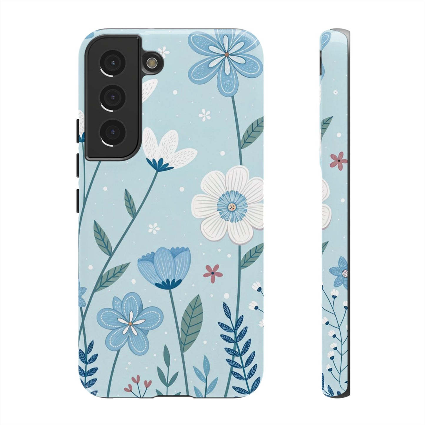 Blue Floral Phone Case — Tough Cases Protective Phone Cover