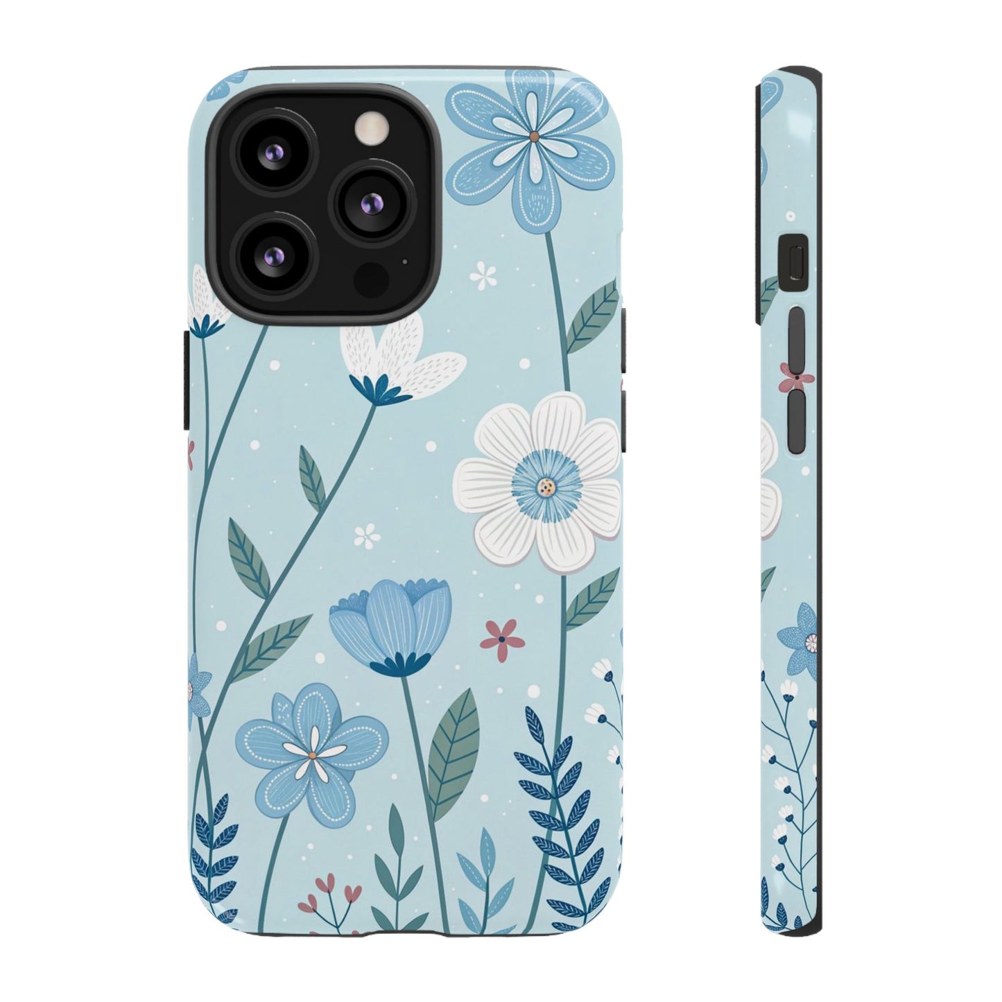 Blue Floral Phone Case — Tough Cases Protective Phone Cover