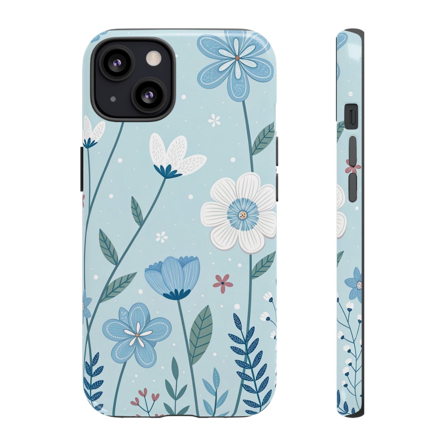 Blue Floral Phone Case — Tough Cases Protective Phone Cover