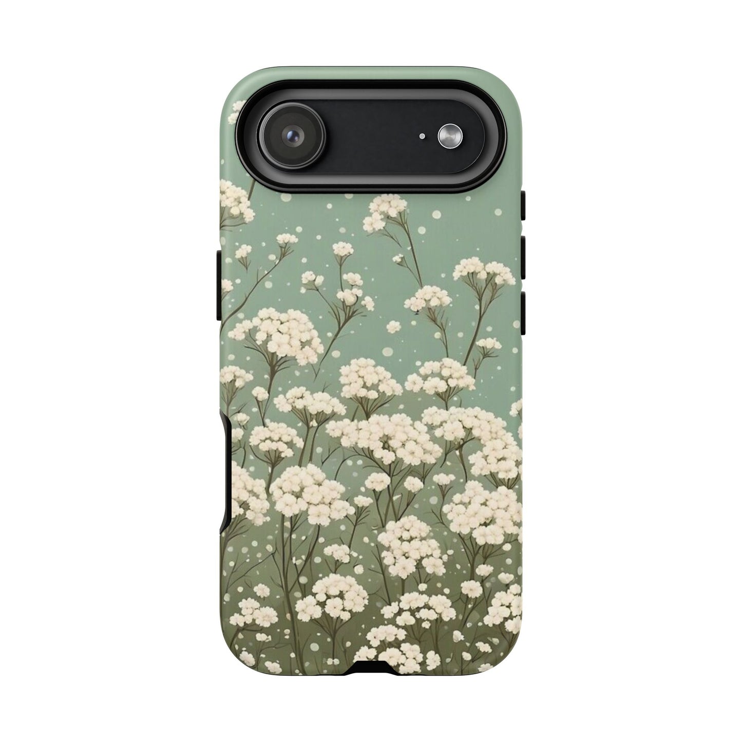White Mini Carnation Green - Tough Floral Phone Case