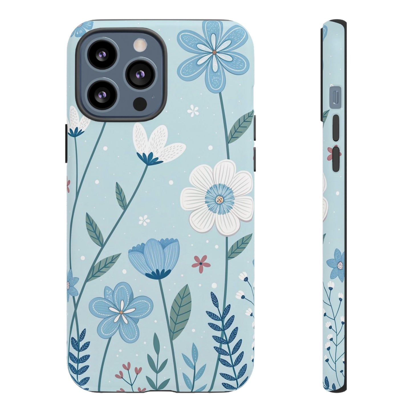 Blue Floral Phone Case — Tough Cases Protective Phone Cover