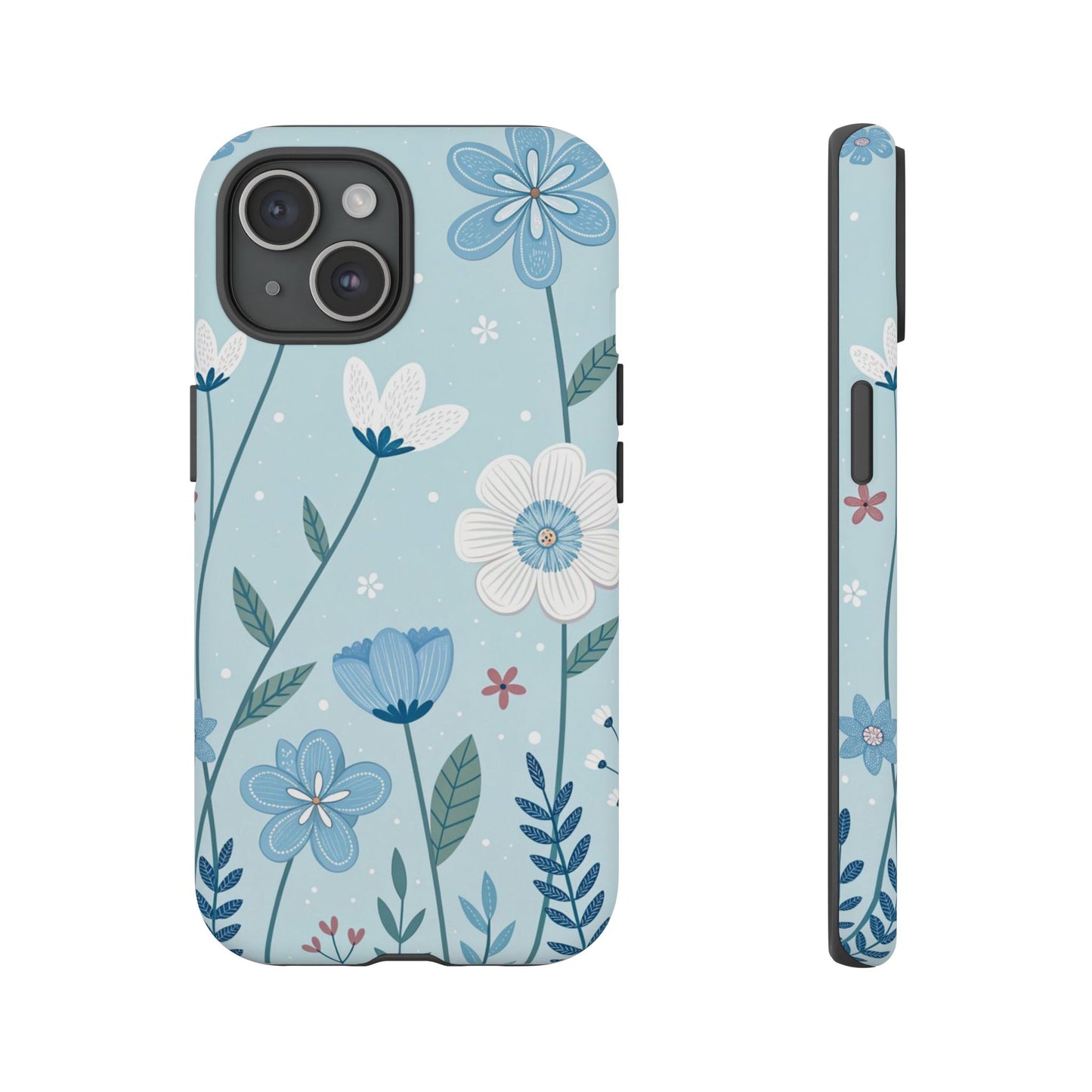 Blue Floral Phone Case — Tough Cases Protective Phone Cover