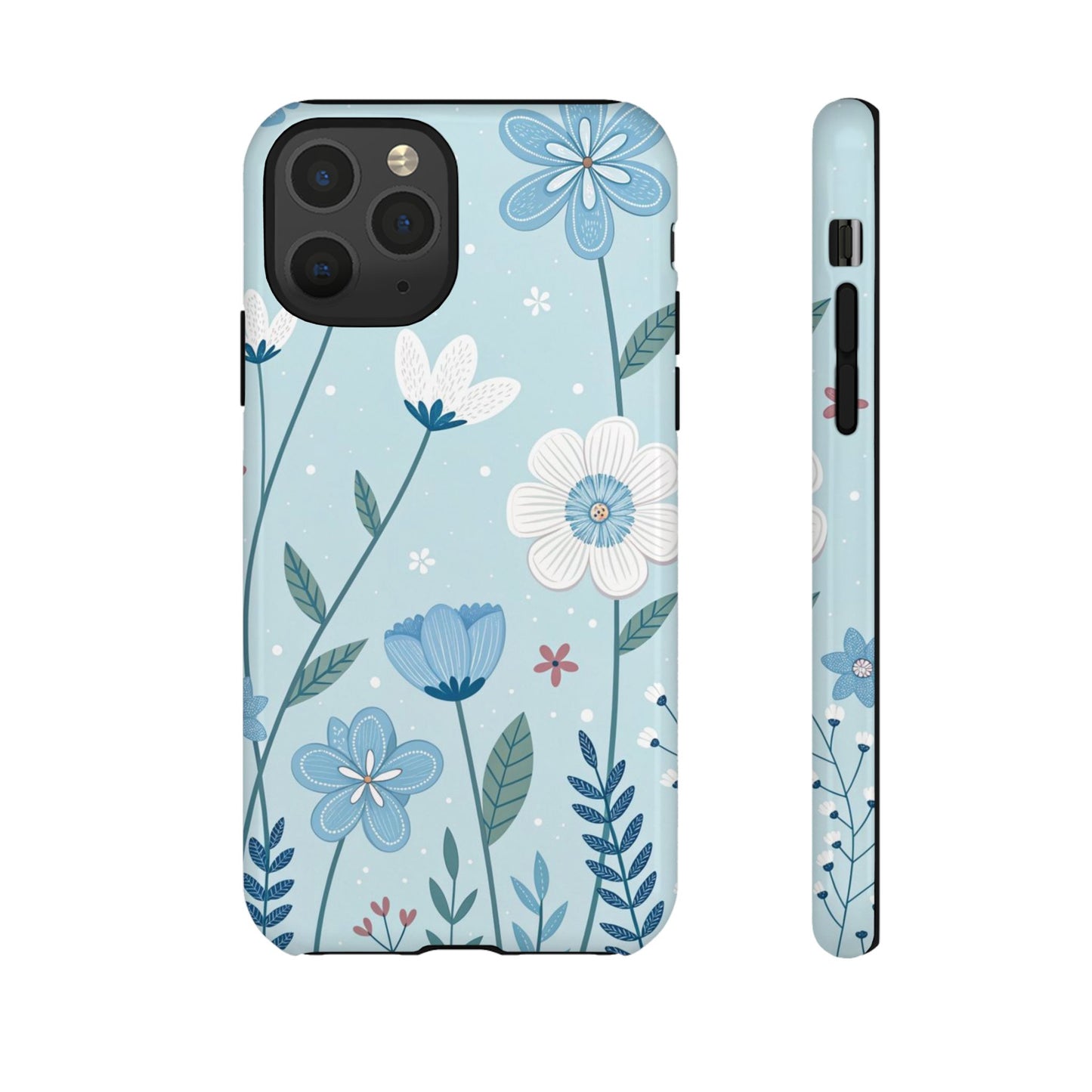 Blue Floral Phone Case — Tough Cases Protective Phone Cover
