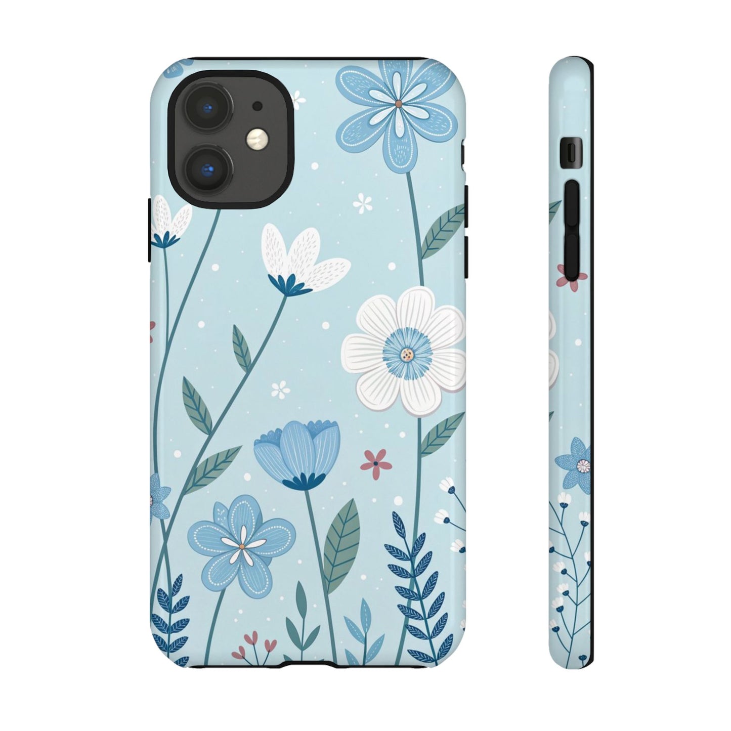 Blue Floral Phone Case — Tough Cases Protective Phone Cover