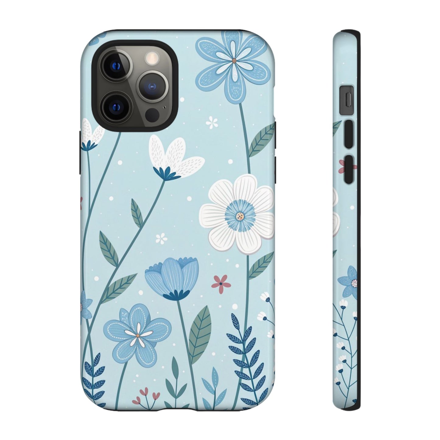 Blue Floral Phone Case — Tough Cases Protective Phone Cover