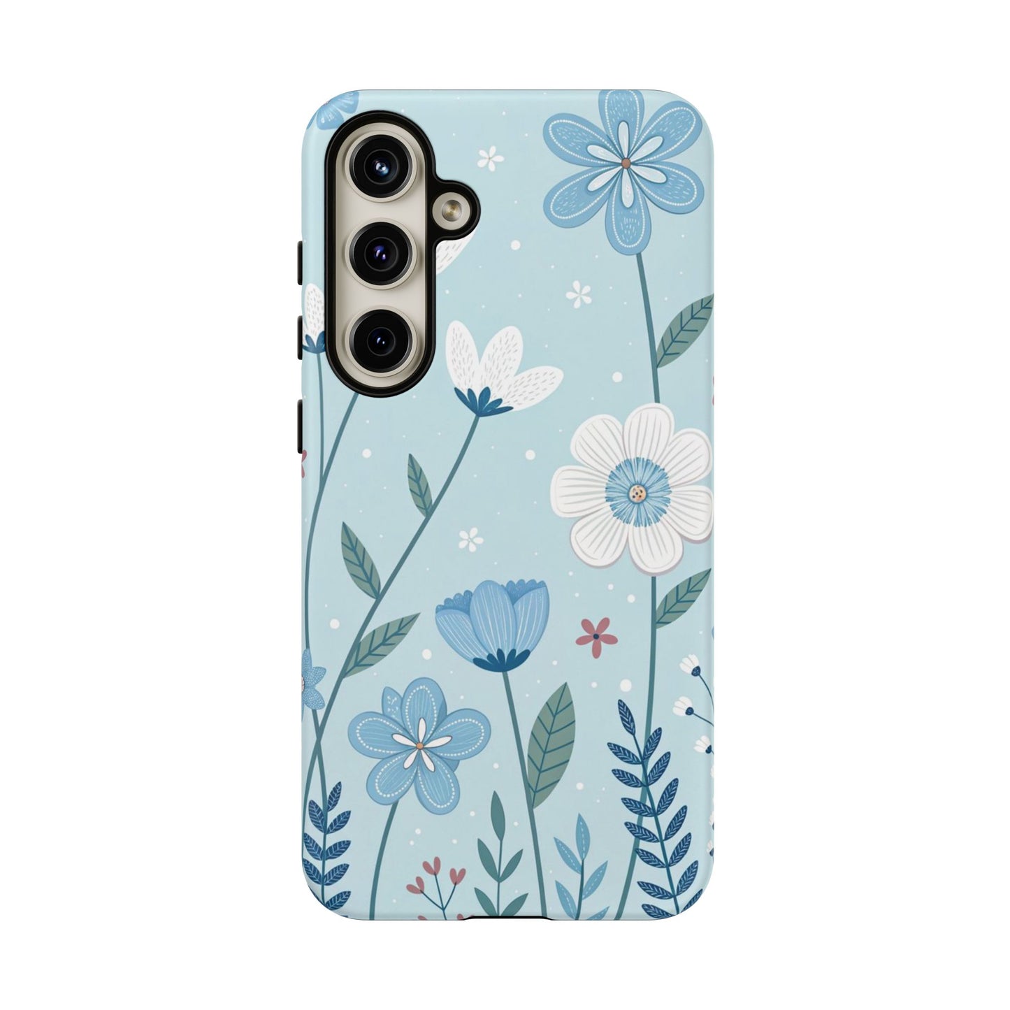 Blue Floral Phone Case — Tough Cases Protective Phone Cover