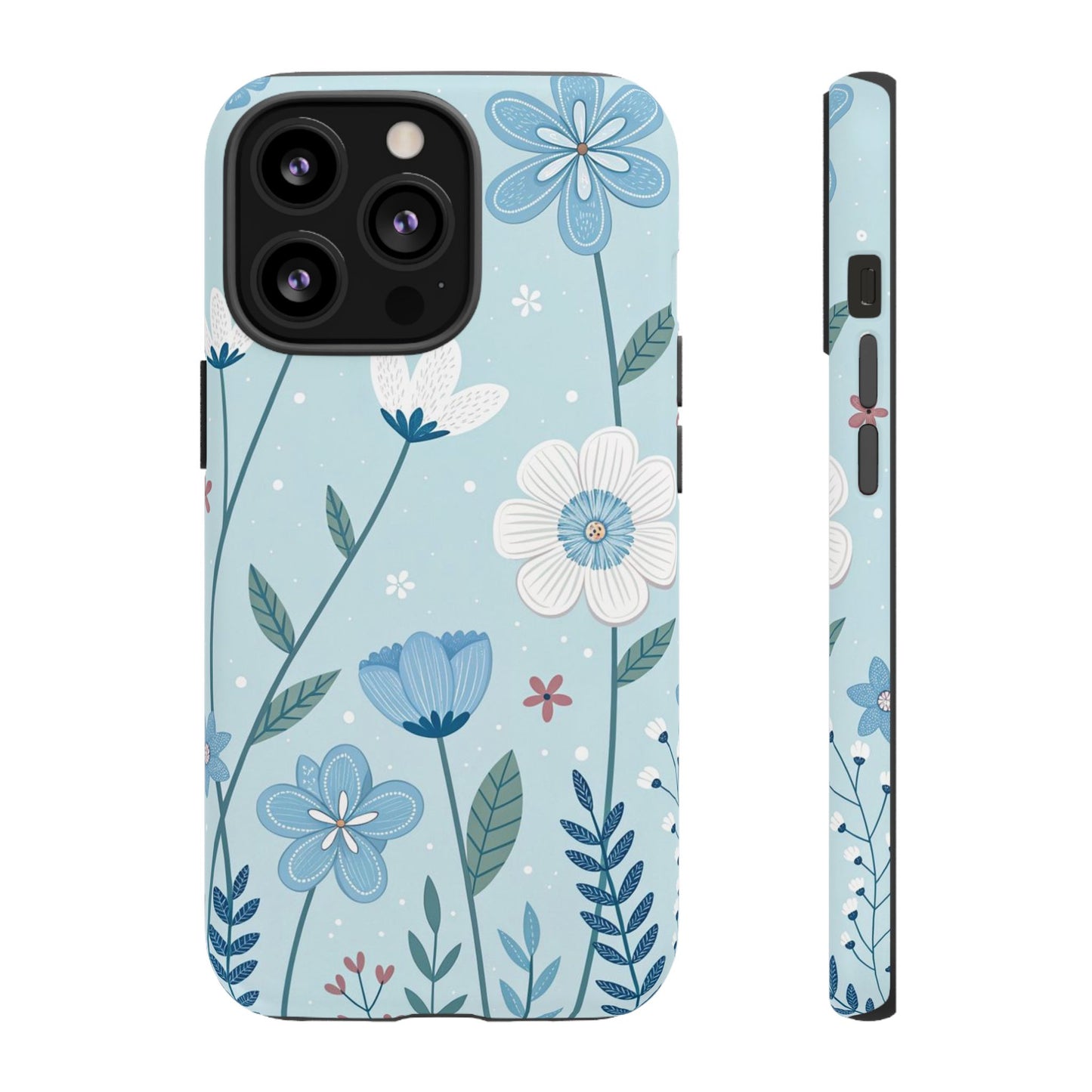 Blue Floral Phone Case — Tough Cases Protective Phone Cover