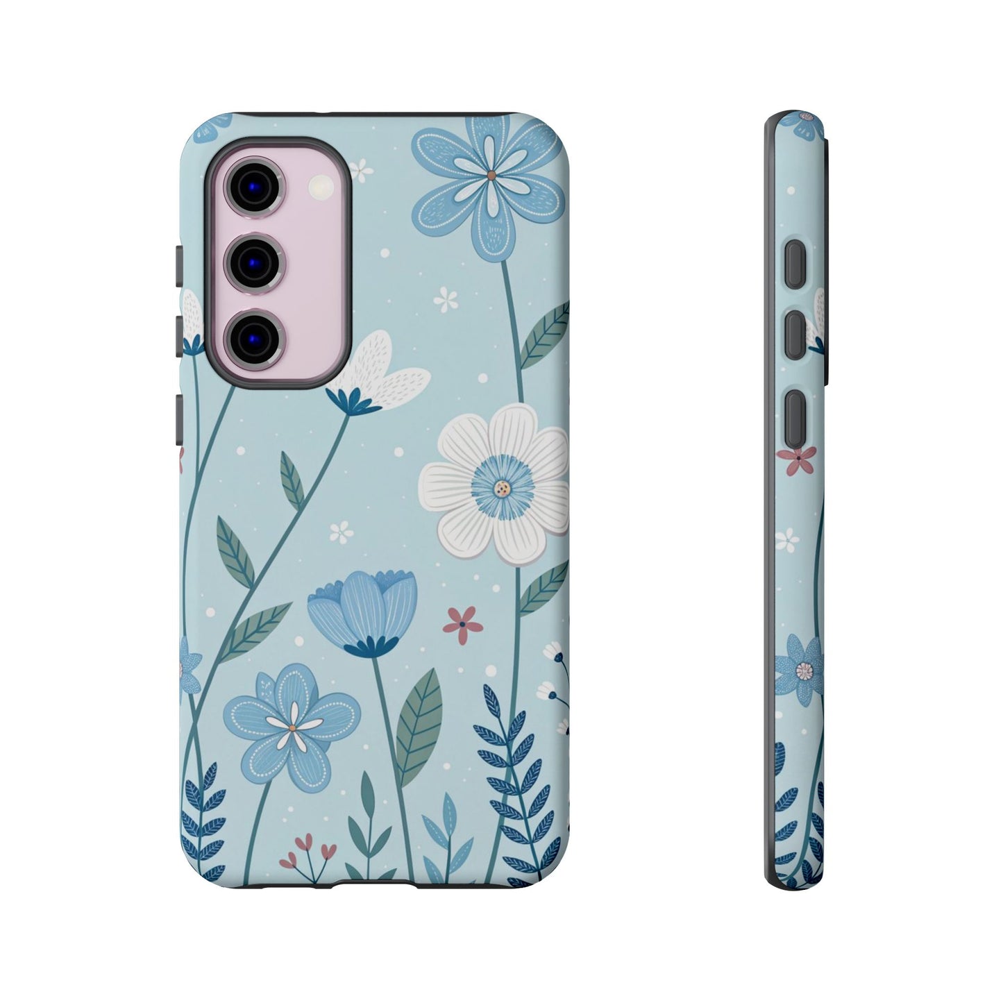 Blue Floral Phone Case — Tough Cases Protective Phone Cover