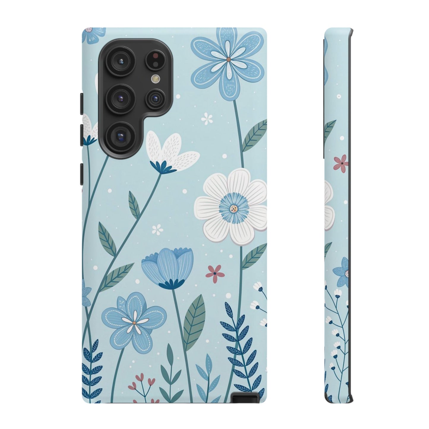 Blue Floral Phone Case — Tough Cases Protective Phone Cover