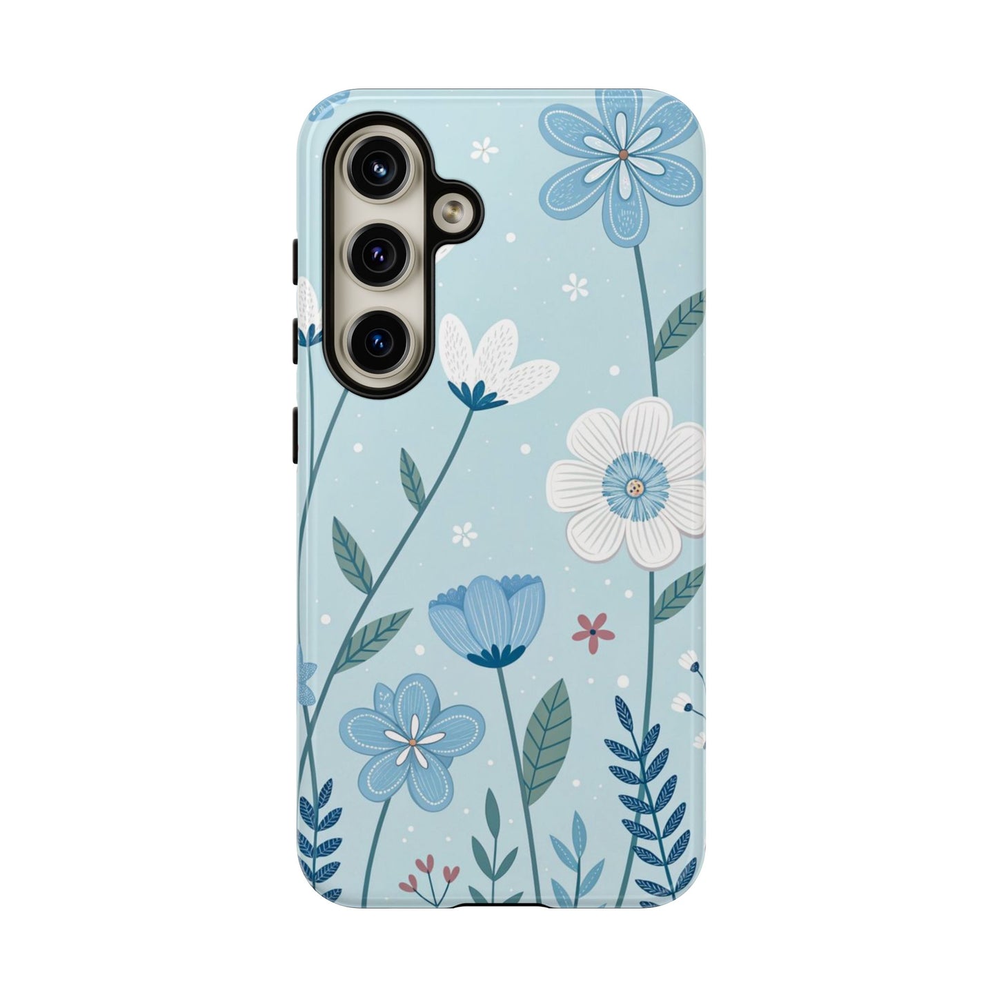 Blue Floral Phone Case — Tough Cases Protective Phone Cover