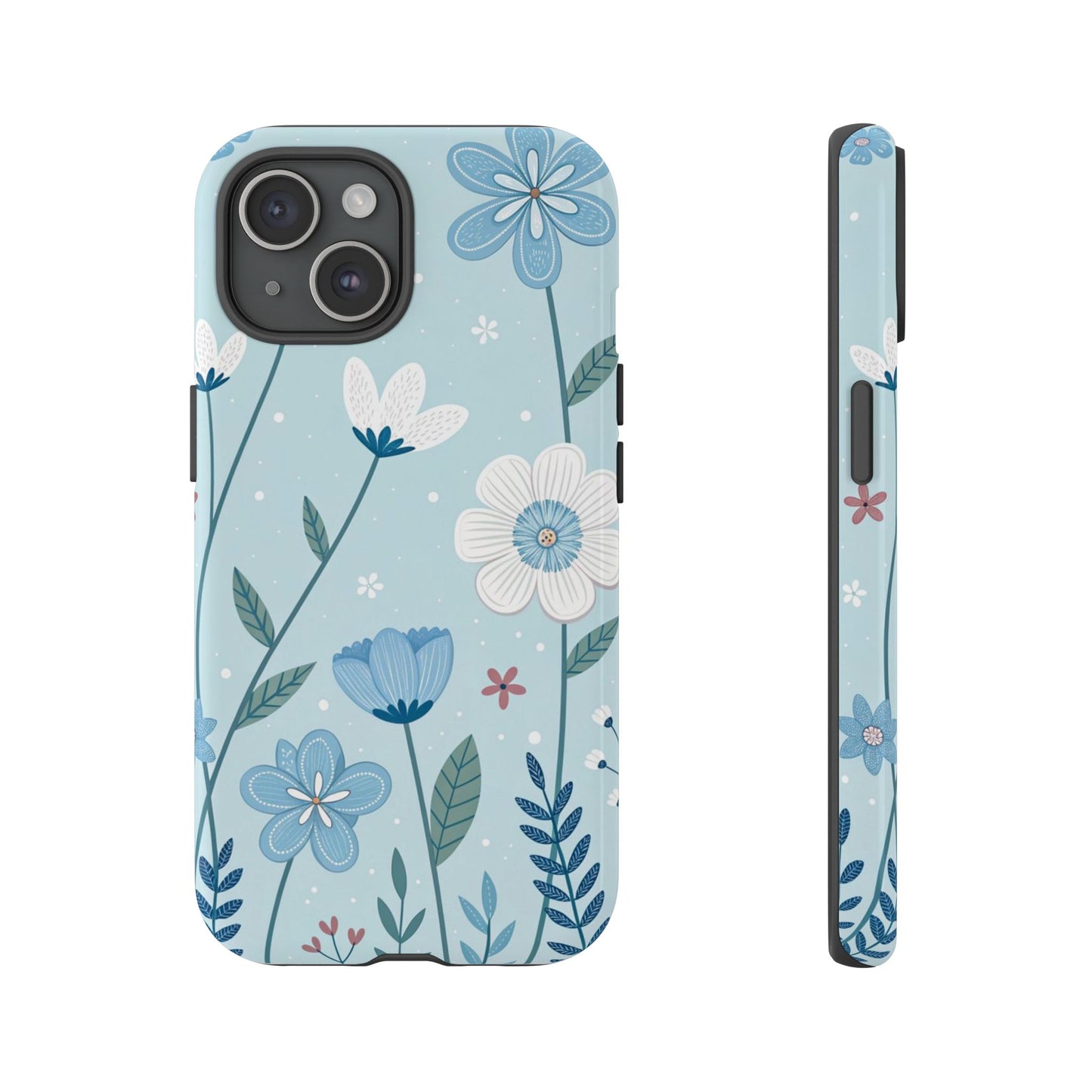 Blue Floral Phone Case — Tough Cases Protective Phone Cover