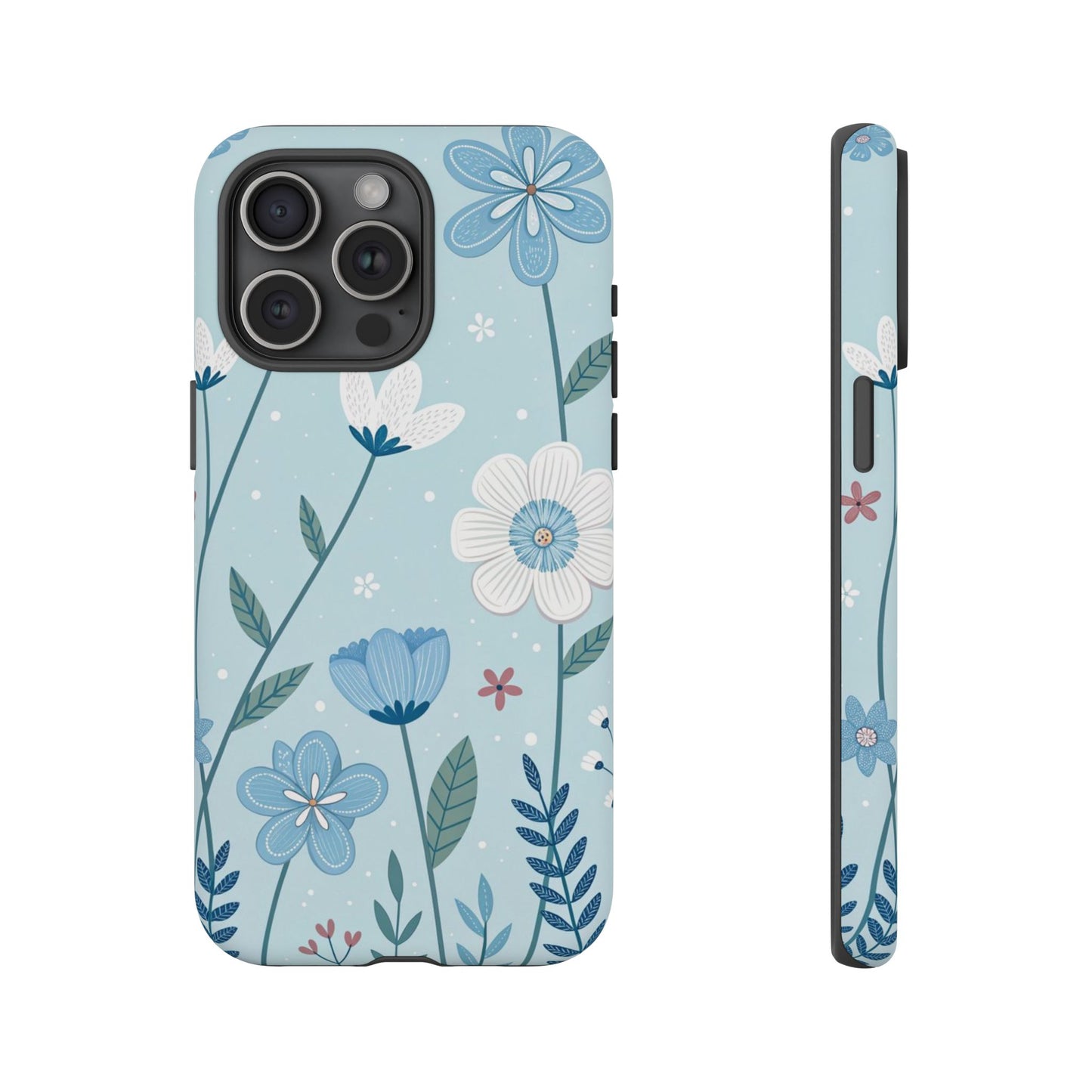 Blue Floral Phone Case — Tough Cases Protective Phone Cover