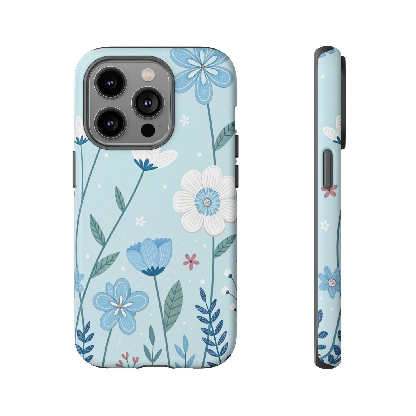Blue Floral Phone Case — Tough Cases Protective Phone Cover