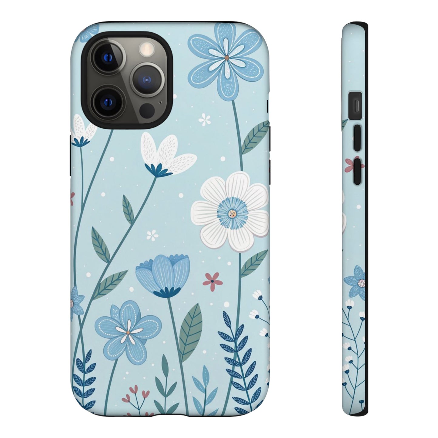 Blue Floral Phone Case — Tough Cases Protective Phone Cover